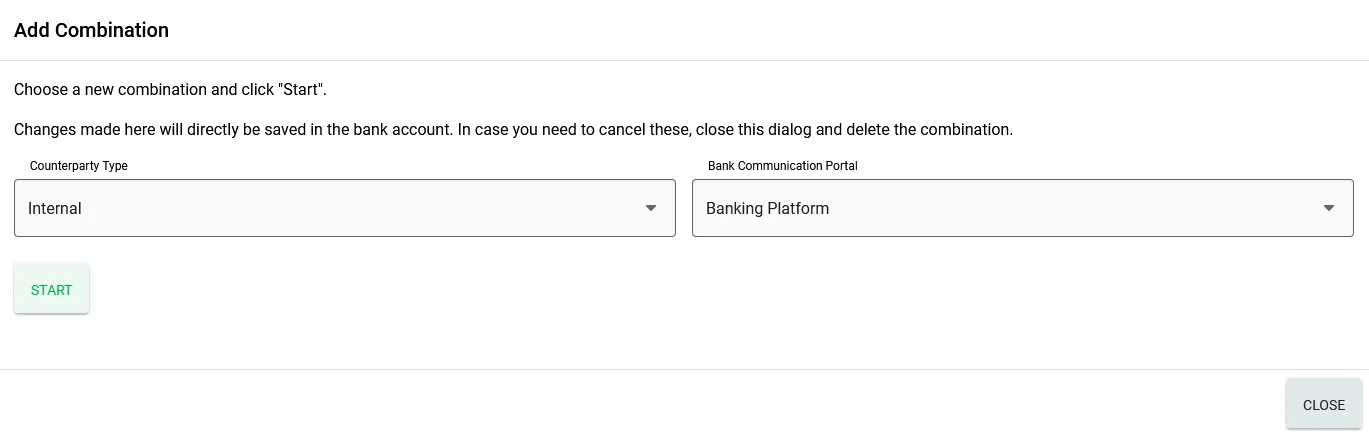 Signatories tab of a bank account without combinations