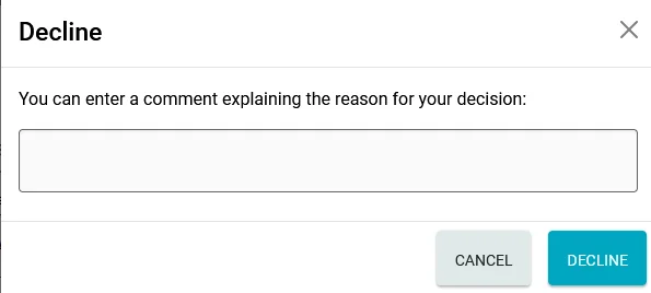 Decline dialog